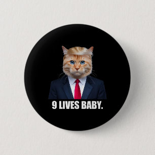 Bóton Redondo 5.08cm Gato Trump 9 Vidas Por Vitória de Trump 2024 Vence