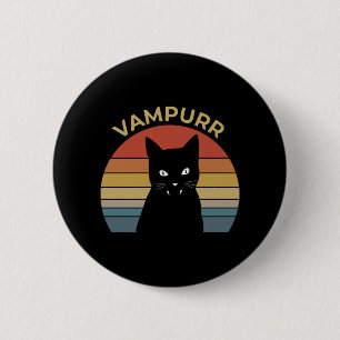 Bóton Redondo 5.08cm Gato vampiro engraçado de vampiro retro pôr do sol