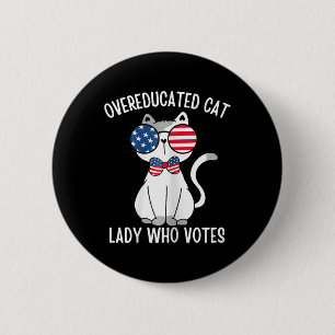 Bóton Redondo 5.08cm Gatona De Gato Engraçada Que Vota Para Kamala H