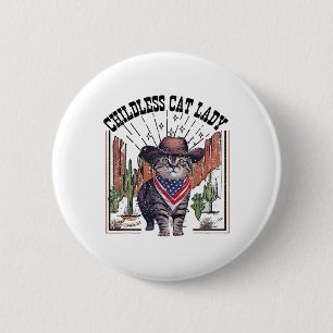 Bóton Redondo 5.08cm Gatona De Gato Sem Fios De Cowboy Para A Eleição D