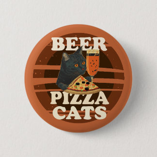 Bóton Redondo 5.08cm Gatos Cerveja Pizza – Gráfico de Pôr do Sol Retro