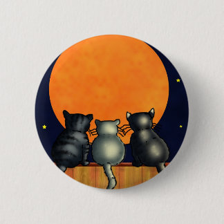 Bóton Redondo 5.08cm Gatos de Halloween Assistam a Lua - Estilo de Vint