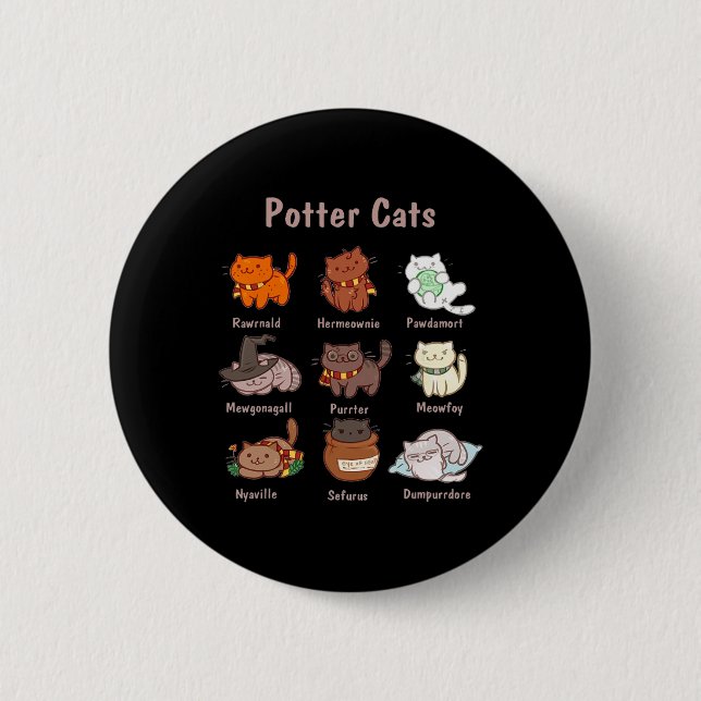 Bóton Redondo 5.08cm Gatos De Potter Para Amantes De Gato (Frente)