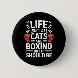 Bóton Redondo 5.08cm Gatos E Boxing Engraçados