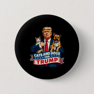 Bóton Redondo 5.08cm Gatos E Cães Para Trump 2024 Kittens E Cães Para