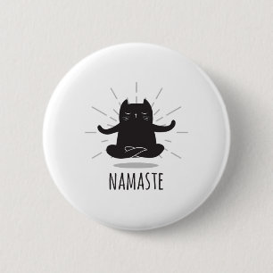 Bóton Redondo 5.08cm Gatos Engraçados Namaste Poses de Yoga Símbolo Flo