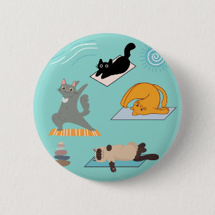 Bóton Redondo 5.08cm Gatos Engraçados no Yoga