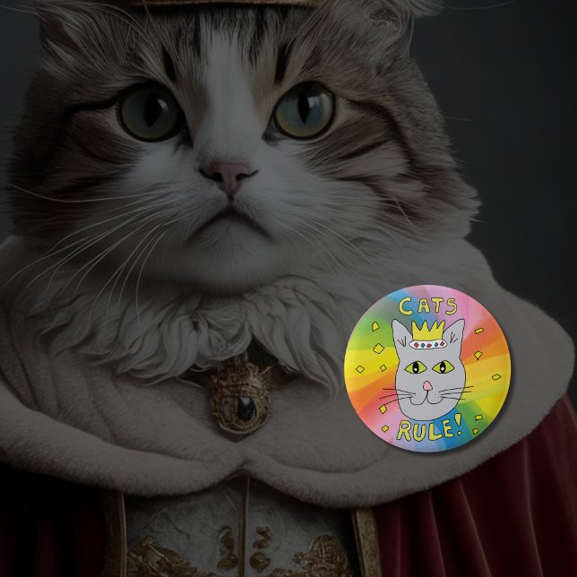 Bóton Redondo 5.08cm Gatos governam gato amante russo crachá azul (Criador carregado)