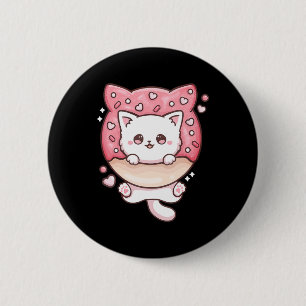 Bóton Redondo 5.08cm Gatos Kawaii, Gatos-Rosquinha, Gatos Diversão Otak