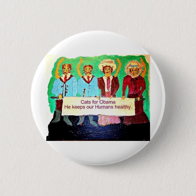 Bóton Redondo 5.08cm Gatos para Obama (Frente)
