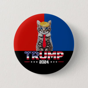 Bóton Redondo 5.08cm Gatos Para Trump 2024   Vance Trump Red Blue