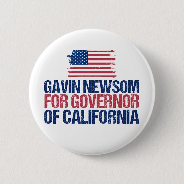 Bóton Redondo 5.08cm Gavin Newsom para Governador da Eleição da Califór (Frente)