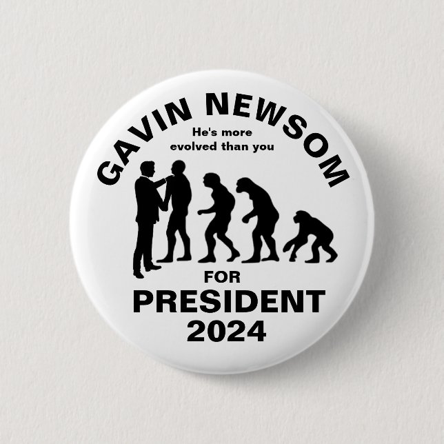 Bóton Redondo 5.08cm Gavin Newsom para Presidente 2024 (Frente)