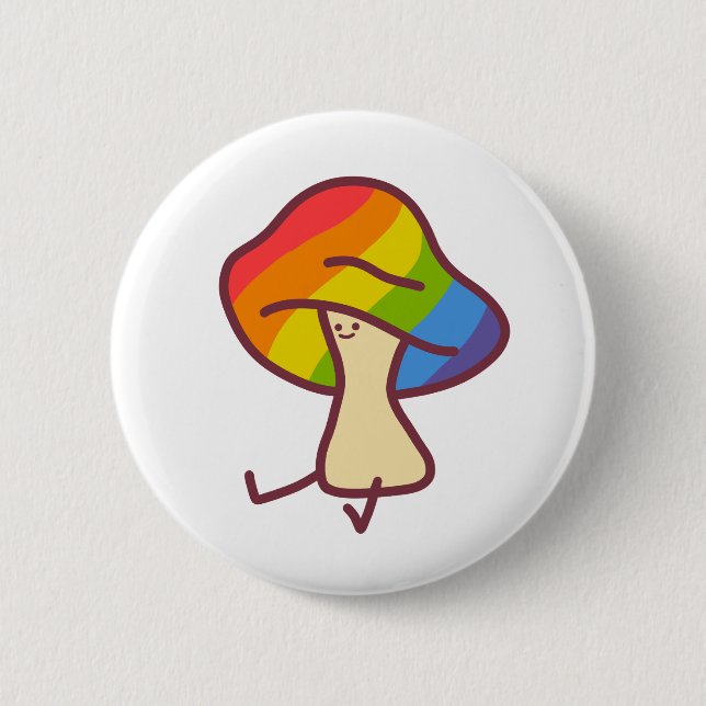 Bóton Redondo 5.08cm Gay Pride Mushroom Pin (Frente)