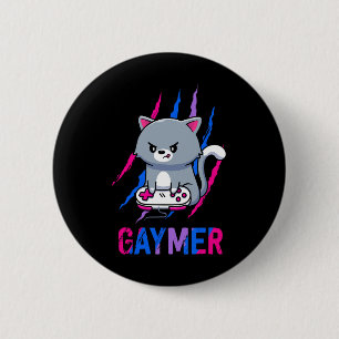 Bóton Redondo 5.08cm Gaymer Geek Pride Lgbt Vídeo Jogo Amantes Gift Cat