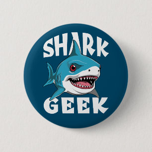 Bóton Redondo 5.08cm Geek de tubarão - Design cúmulo para os pavimentõe