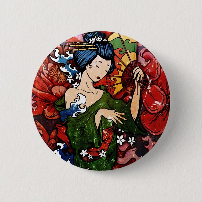 Bóton Redondo 5.08cm Geisha (Frente)