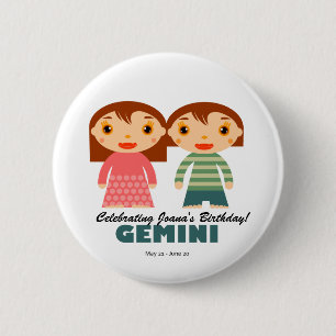 Bóton Redondo 5.08cm Gemini Zodiac para crianças