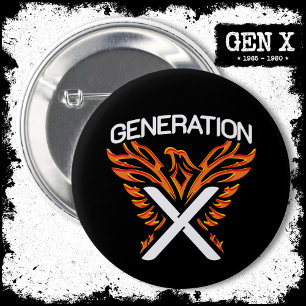 Bóton Redondo 5.08cm Gen X Gen Xer Phoenix Bird Generation X