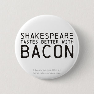 Bóton Redondo 5.08cm Gênio literário: Shakespeare com bacon