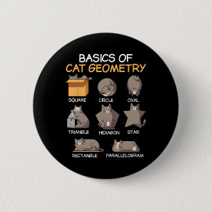Bóton Redondo 5.08cm Geometria de Gato Matemática Presentes Engraçados