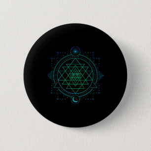 Bóton Redondo 5.08cm Geometria do Chakra do Sol e da Lua Sri Yantra