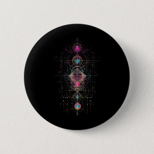 Bóton Redondo 5.08cm Geometria Sagrada Cubo de Metatron Yoga Espiritual