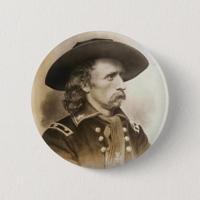 Bóton Redondo 5.08cm George Armstrong Custer cerca dos 1860s (Frente)