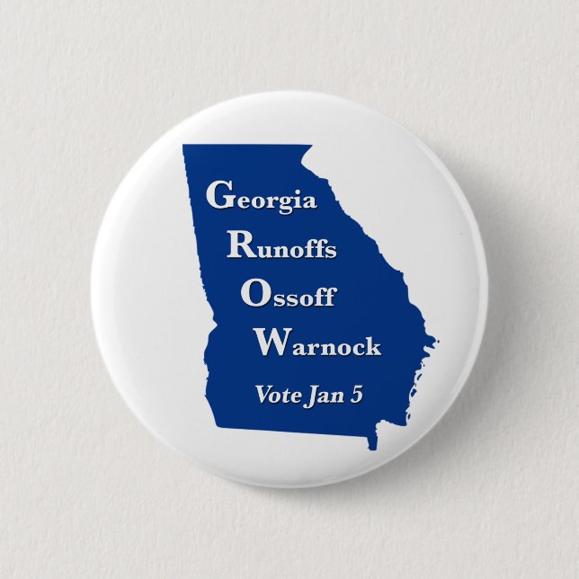 Bóton Redondo 5.08cm Georgia Runoffs Ossoff Warnock (Frente)