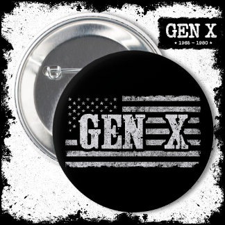 Bóton Redondo 5.08cm Geração X American Flag Orud Gen Xer Gen X