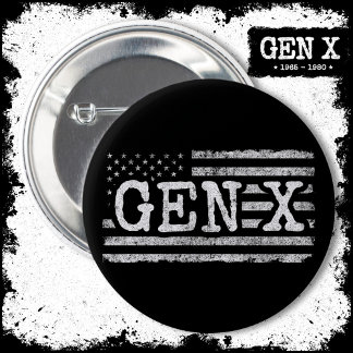 Bóton Redondo 5.08cm Geração X American Flag Orud Gen Xer Gen X