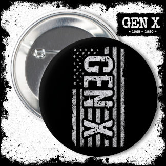 Bóton Redondo 5.08cm Geração X Gen Xer American Flag Gen X