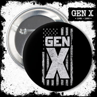 Bóton Redondo 5.08cm Geração X Gen Xer Orud American Flag Gen X