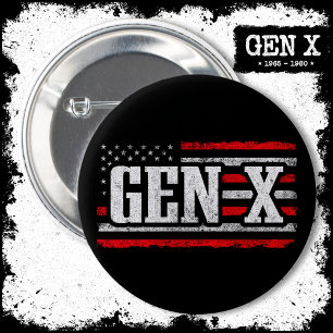 Bóton Redondo 5.08cm Geração X Gen Xer Orud American Flag Gen X