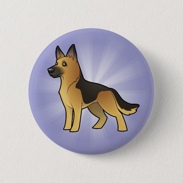 Bóton Redondo 5.08cm German shepherd dos desenhos animados (Frente)