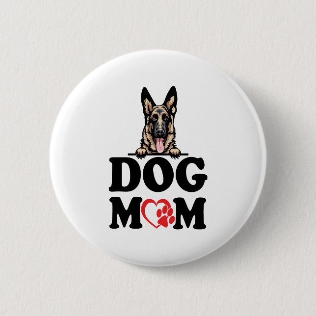 Bóton Redondo 5.08cm German shepherd - German shepherd Cachorro Mãe (Frente)