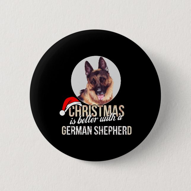 Bóton Redondo 5.08cm German shepherd - O Natal é melhor com uma Germa (Frente)
