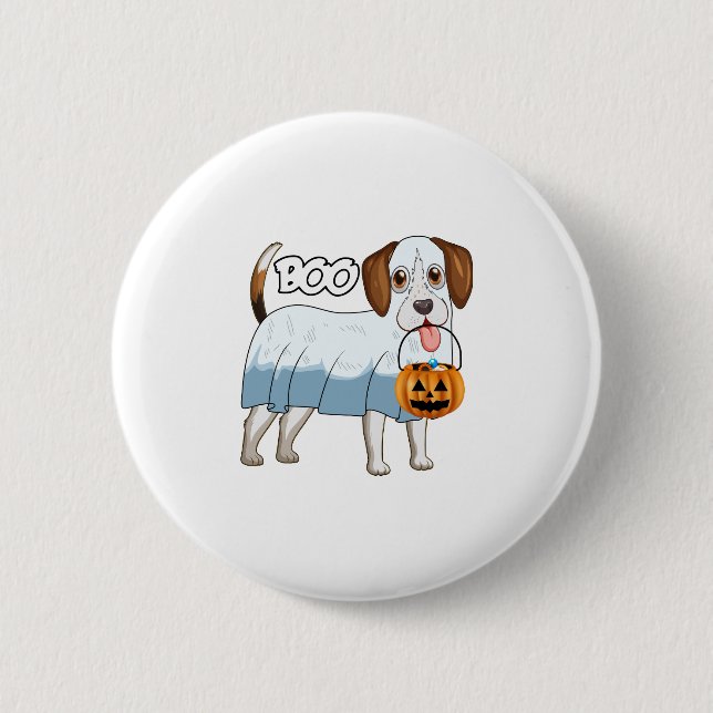 Bóton Redondo 5.08cm Ghost Beagle Halloween Dog (Frente)