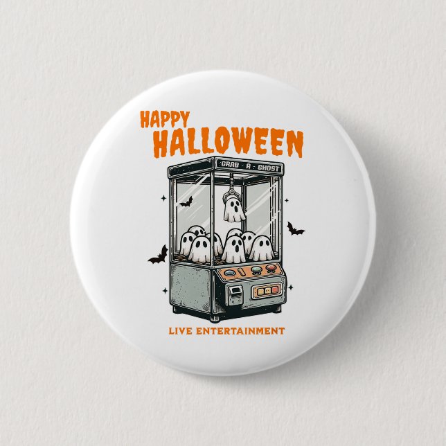 Bóton Redondo 5.08cm Ghost Claw Game Happy Halloween (Frente)