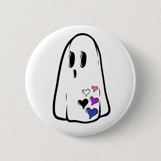 Bóton Redondo 5.08cm Ghost do Orgulho Genderfluido (Frente)