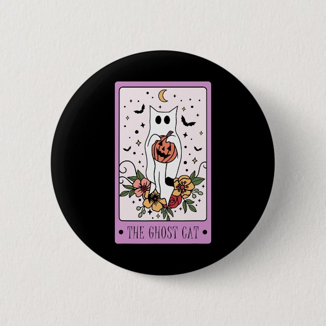 Bóton Redondo 5.08cm Ghost Halloween Pumpkin Cat Lov (Frente)