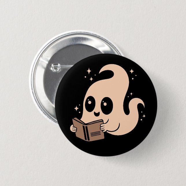 Bóton Redondo 5.08cm Ghost lendo livros (Frente & Verso)
