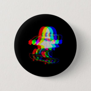 Bóton Redondo 5.08cm Ghost Skateboard Techno Rave Halloween Skateboardi