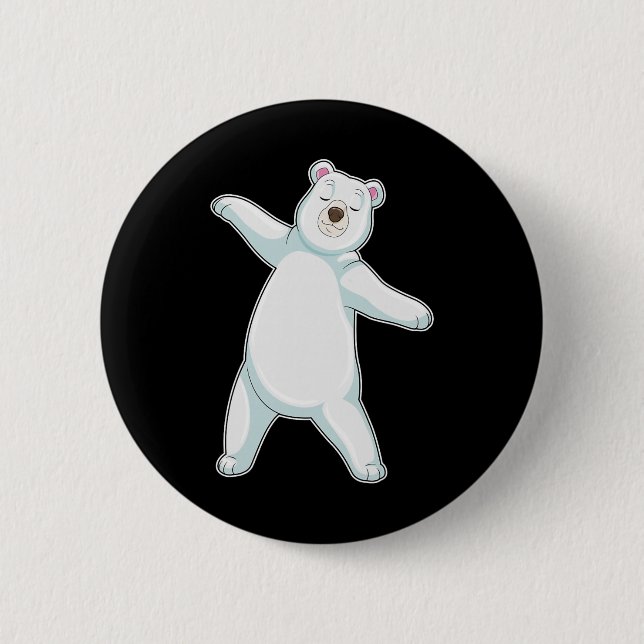 Bóton Redondo 5.08cm Ginástica de Yoga de Urso Polar  (Frente)