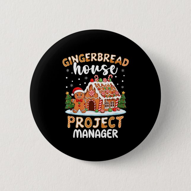 Bóton Redondo 5.08cm Gingerbread House Project Manager Christmas Cookie (Frente)