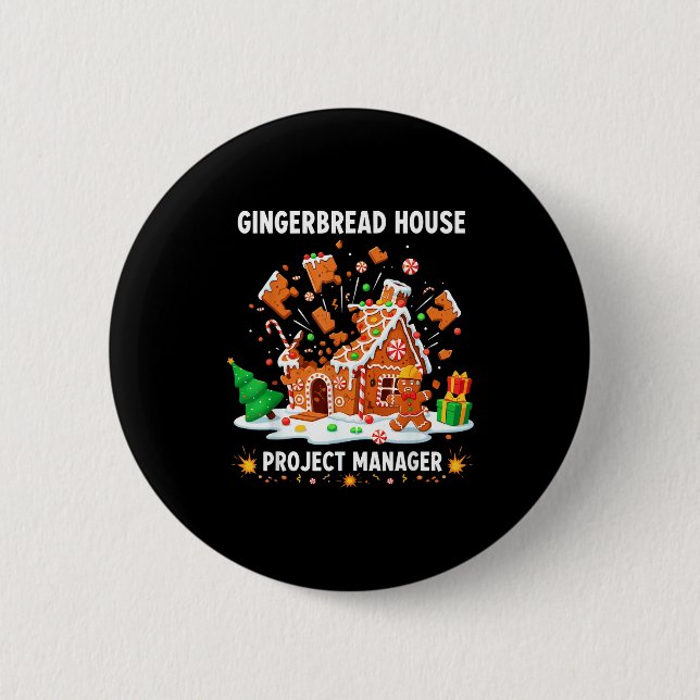 Bóton Redondo 5.08cm Gingerbread Man Costume, Gingerbread House Project (Frente)