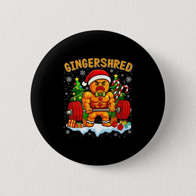 Bóton Redondo 5.08cm Gingershred Funny Gingerbread Man Gym Bodybuilding (Frente)