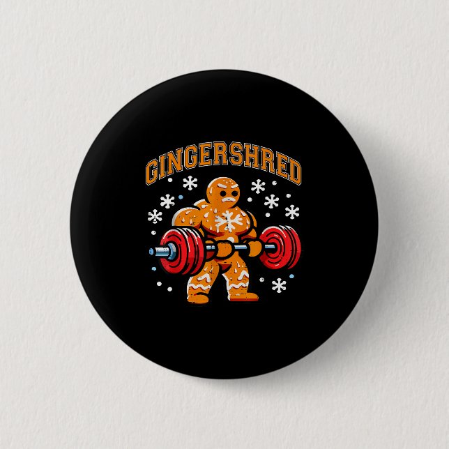 Bóton Redondo 5.08cm Gingershred Funny Gingerbread Man Gym Bodybuilding (Frente)
