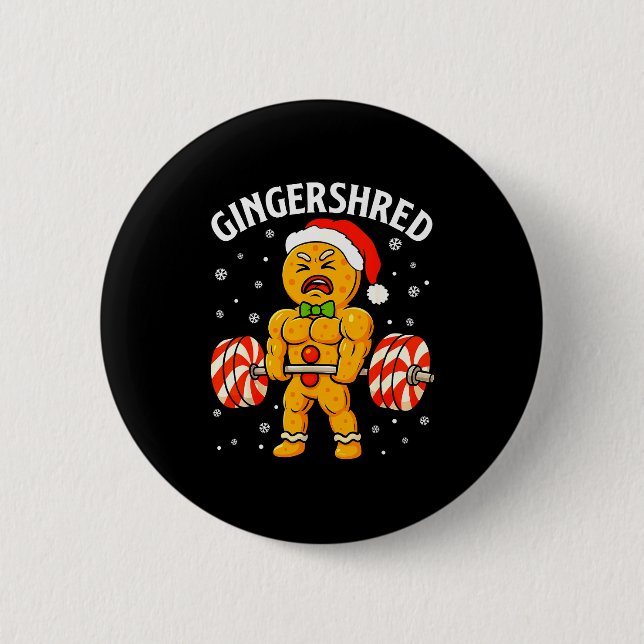 Bóton Redondo 5.08cm Gingershred Funny Gingerbread Man Gym Bodybuilding (Frente)