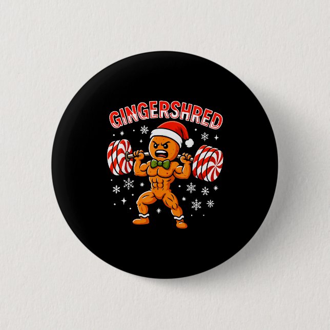 Bóton Redondo 5.08cm Gingershred Funny Gingerbread Man Gym Bodybuilding (Frente)